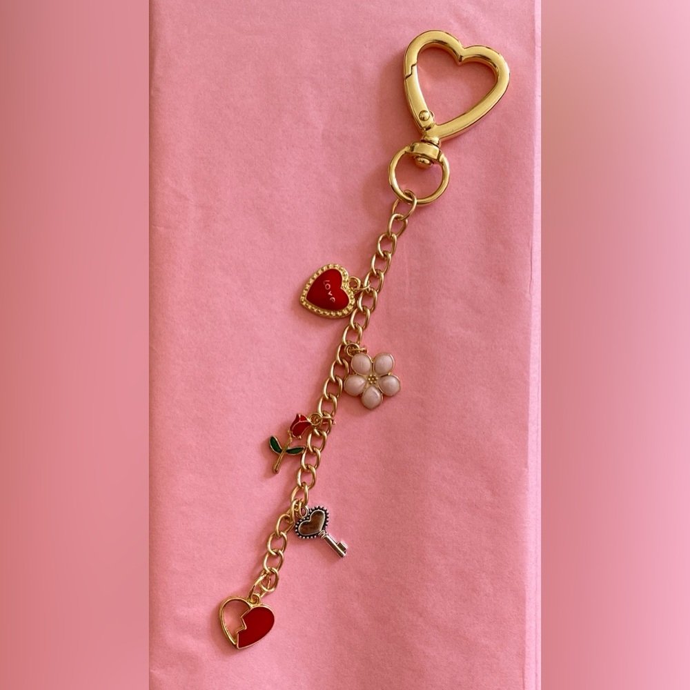 Heart Charm Keychain - Handcrafted